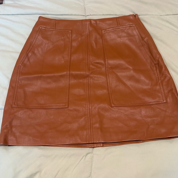 H&M Tan A-Line Leather Skirt - Picture 1 of 5
